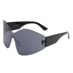 Electra - Oversized Rimless Wraparound Shield Sunglasses