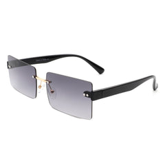 Jadesoul - Rectangle Retro Rimless Tinted Fashion Vintage Square