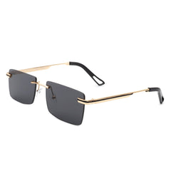 Vibrante - Rectangle Rimless Retro Tinted Fashion Flat top Sunglasses