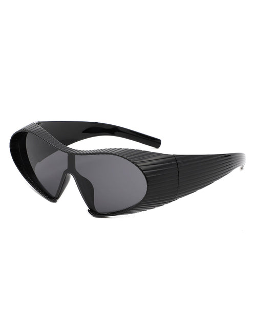 Ascary - Oversized Winged Bar Shield Sunglasses