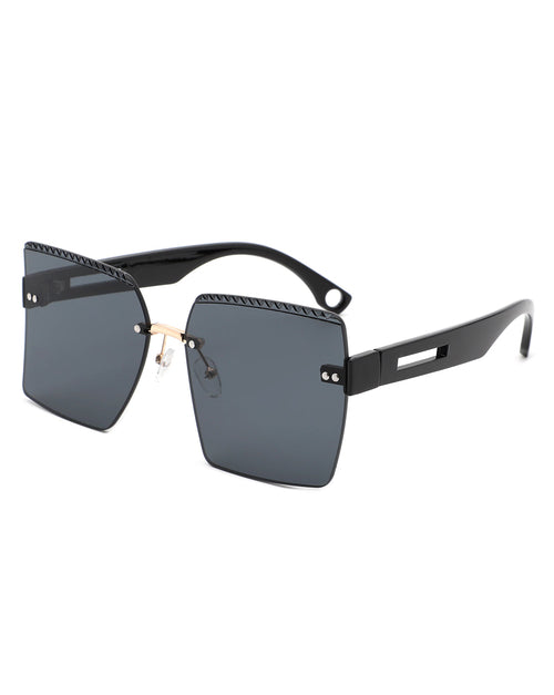 Zephyr - Oversized Tinted Curved Lens Square Fashion Sunglasses