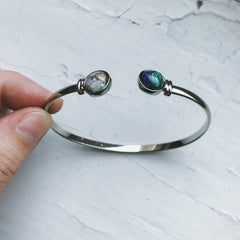 Earth and Moon Cuff Bracelet with Natural Stones