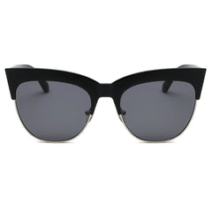 HENRIETTA | Women Half Frame Round Cat Eye Sunglasses