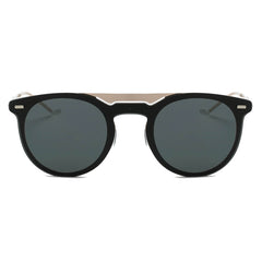 INDIO | Retro Mirrored Brow-Bar Design Circle Round Fashion Sunglasses