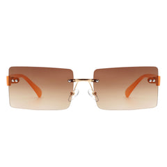 Jadesoul - Rectangle Retro Rimless Tinted Fashion Vintage Square