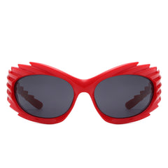 Nightgle - Rectangle Wrap Around Oval Spike Sport Sunglasses