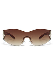 Vyrin - Star Designed Rimless Sleek Wraparound Shield Sunglasses