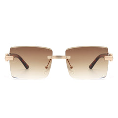 Tycho - Retro Rimless Square Tinted Flat Top Sunglasses