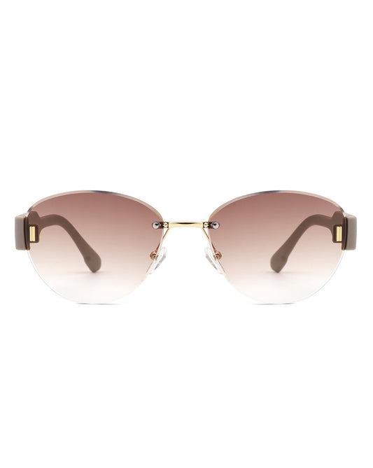 Dastriana - Round Chic Tinted Oval Frame Women's Sunglasses