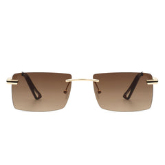 Vibrante - Rectangle Rimless Retro Tinted Fashion Flat top Sunglasses