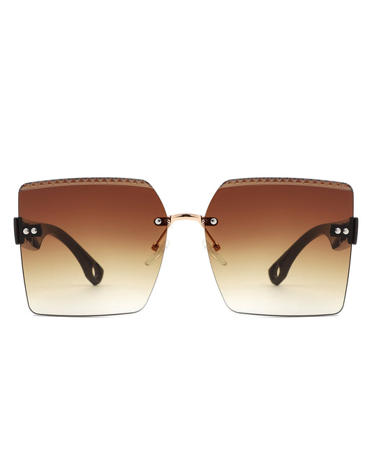 Zephyr - Oversized Tinted Curved Lens Square Fashion Sunglasses