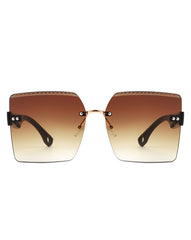 Zephyr - Oversized Tinted Curved Lens Square Fashion Sunglasses