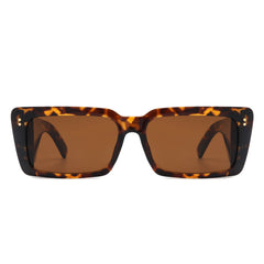 Yoplines - Retro Rectangle Square Flat Top Tinted Sunglasses