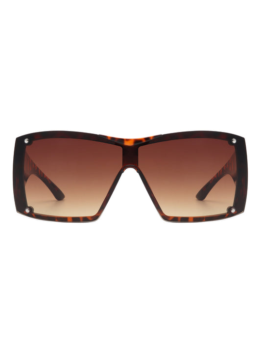 Fizz - Oversized Thick Frame Wrap-Around Women's Square Sunglasses