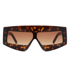 Celestia - Oversized Rectangle Square Tinted Flat Top Sunglasses