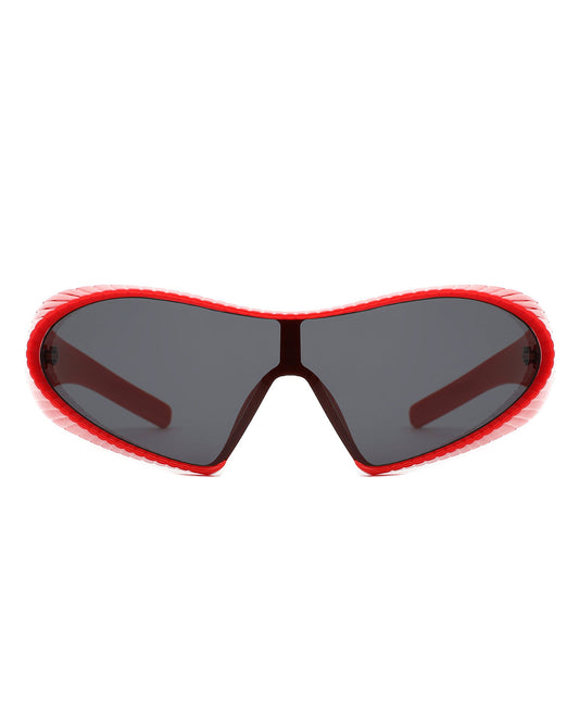 Ascary - Oversized Winged Bar Shield Sunglasses