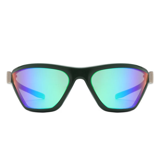 Luminize - Square Mirrored Wrap Around Sport Sunglasses