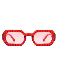 Whisp - Square Retro Rhinestone Tinted Geometric Fashion Sunglasses