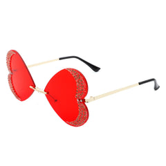 Quixotia - Rimless Butterfly Heart Shape Tinted Fashion Women