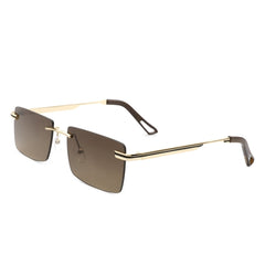 Vibrante - Rectangle Rimless Retro Tinted Fashion Flat top Sunglasses