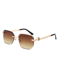 Solar - Curved Tinted Rimless Rectangle Sunglasses