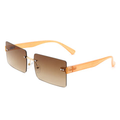 Jadesoul - Rectangle Retro Rimless Tinted Fashion Vintage Square