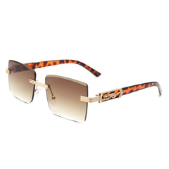 Tycho - Retro Rimless Square Tinted Flat Top Sunglasses