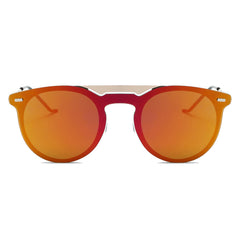 INDIO | Retro Mirrored Brow-Bar Design Circle Round Fashion Sunglasses