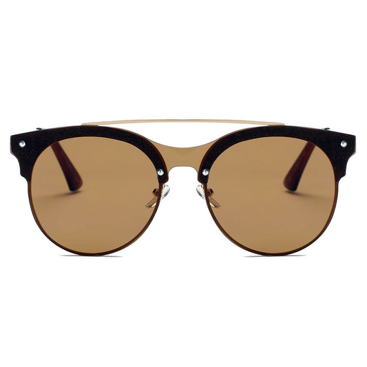 ENDICOTT | Round Circle Brow-Bar Tinted Lens Sunglasses