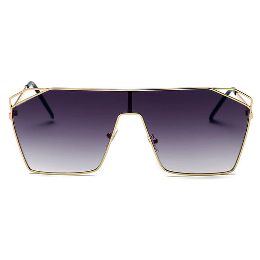 LAVAL | S2071 - Flat Top Metal Oversize Square Fashion Sunglasses