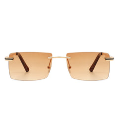 Vibrante - Rectangle Rimless Retro Tinted Fashion Flat top Sunglasses