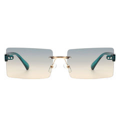 Jadesoul - Rectangle Retro Rimless Tinted Fashion Vintage Square