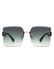 Zephyr - Oversized Tinted Curved Lens Square Fashion Sunglasses