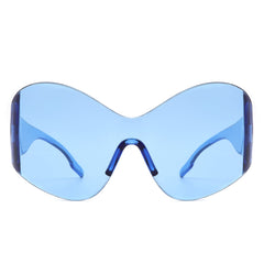 Oriel - Rimless Oversized Wraparound Shield Women Sunglasses