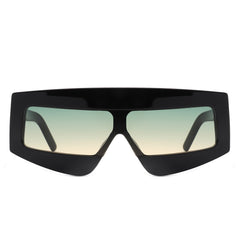 Celestia - Oversized Rectangle Square Tinted Flat Top Sunglasses