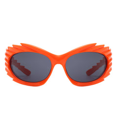 Nightgle - Rectangle Wrap Around Oval Spike Sport Sunglasses