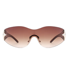 Spark - Sleek Rimless Double Star Fashion Shield Sunglasses