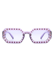 Whisp - Square Retro Rhinestone Tinted Geometric Fashion Sunglasses