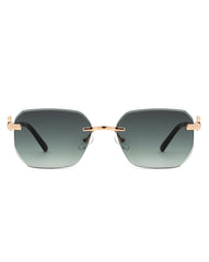 Solar - Curved Tinted Rimless Rectangle Sunglasses