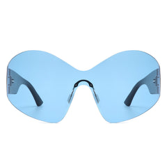 Electra - Oversized Rimless Wraparound Shield Sunglasses