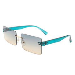 Jadesoul - Rectangle Retro Rimless Tinted Fashion Vintage Square