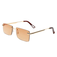 Vibrante - Rectangle Rimless Retro Tinted Fashion Flat top Sunglasses