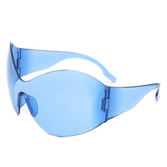 Oriel - Rimless Oversized Wraparound Shield Women Sunglasses