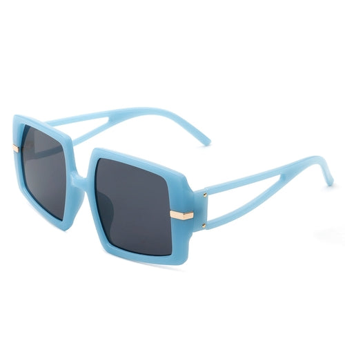 Jasmoria - Oversize Square Geometric Irregular Flat Top Women Sunglass