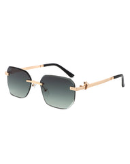 Solar - Curved Tinted Rimless Rectangle Sunglasses