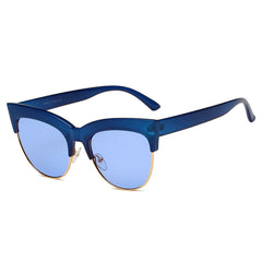 HENRIETTA | Women Half Frame Round Cat Eye Sunglasses