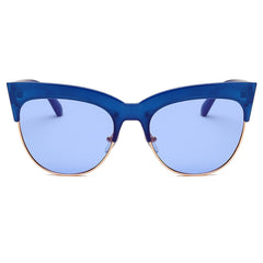 HENRIETTA | Women Half Frame Round Cat Eye Sunglasses