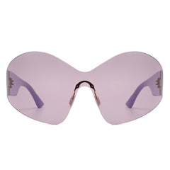 Electra - Oversized Rimless Wraparound Shield Sunglasses