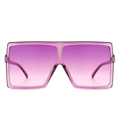 Amarylla - Oversize Flat Top Square Tinted Women Fashion Sunglasses