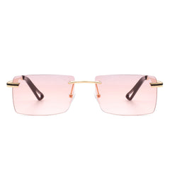 Vibrante - Rectangle Rimless Retro Tinted Fashion Flat top Sunglasses